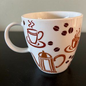 BED BATH & BEYOND Retro Coffee Graphics Ceramic Mugs ~ French Press